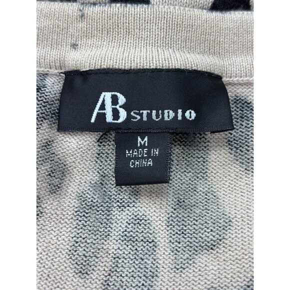 AB Studio Womens Leopard Print Cardigan Sweater Medium 100% Cotton Button Front - Picture 10 of 11